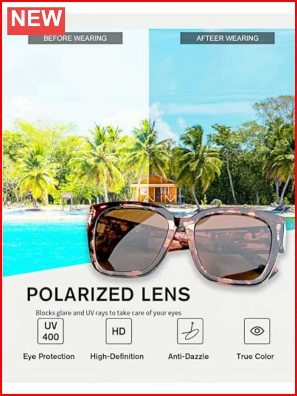 Oversized Fit Over Polarized Sunglasses UV400 TR90 Square Frame Unisex